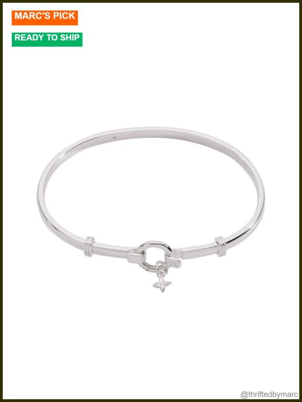 Shiny Silver Tension Bangle Bracelet Nickel-Free 7.25 Inch Contemporary